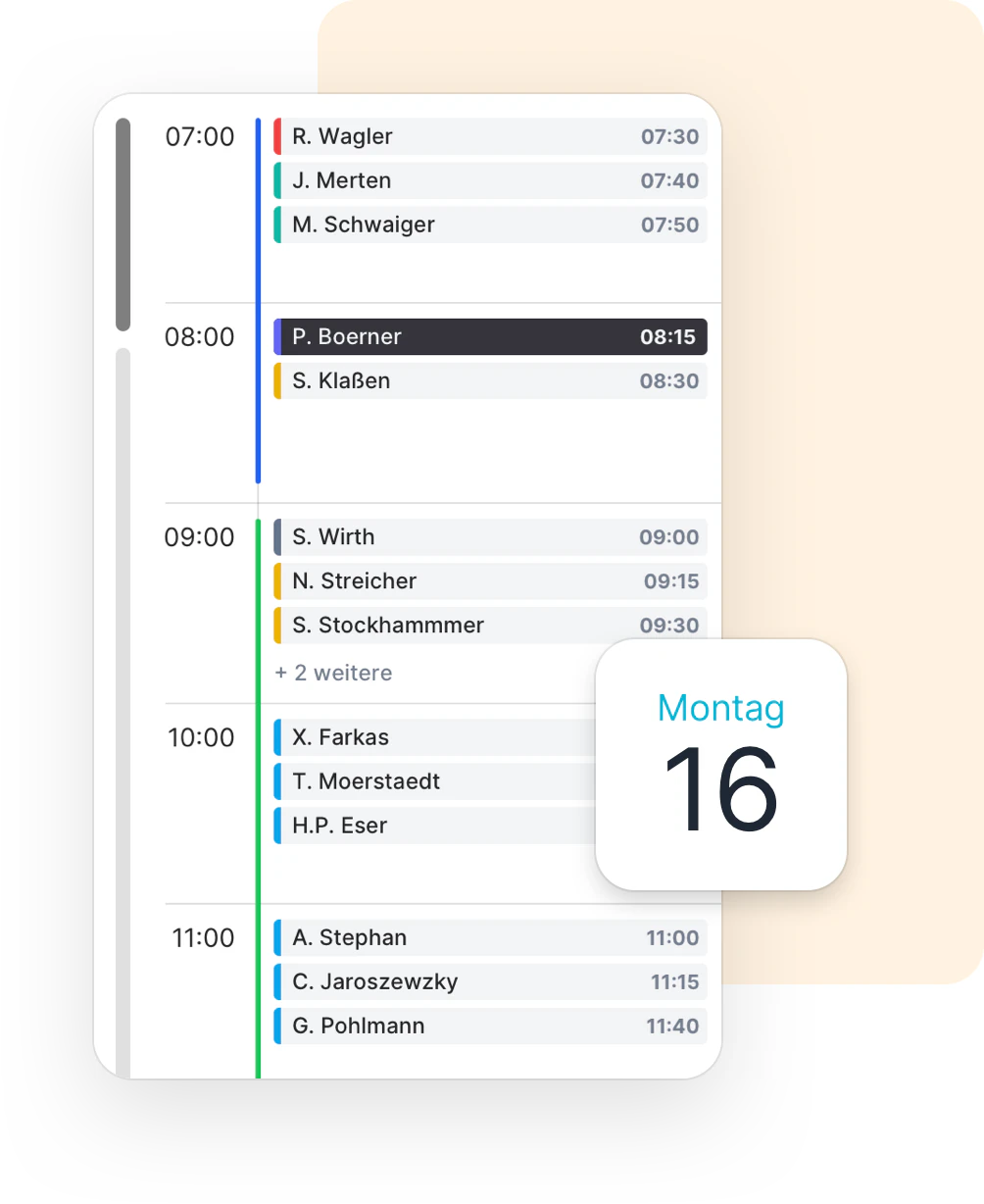 Ansicht eines Kalender-Slots