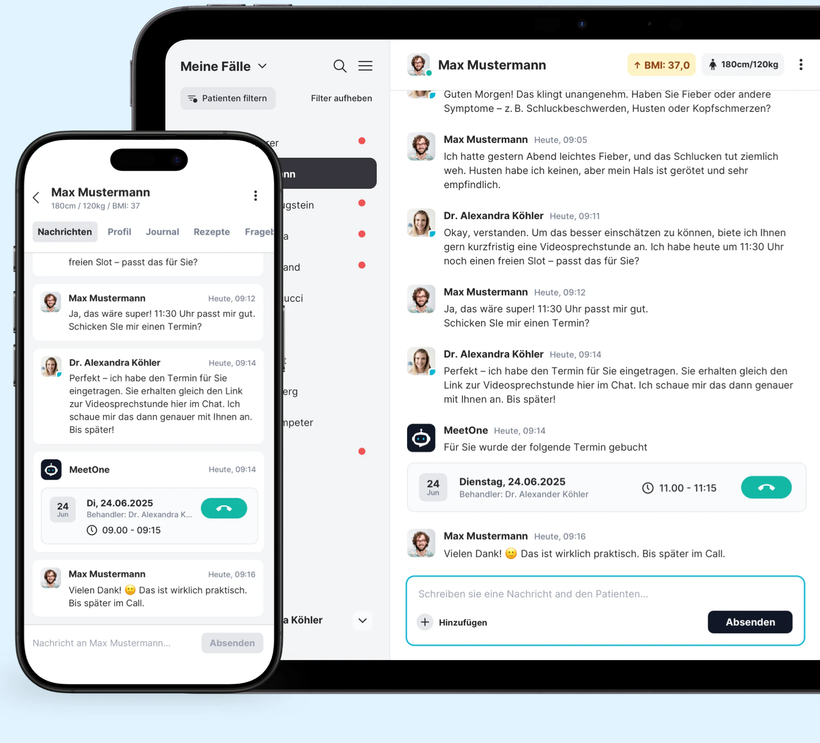 MeetOne Applikation auf iPad und iPhone
