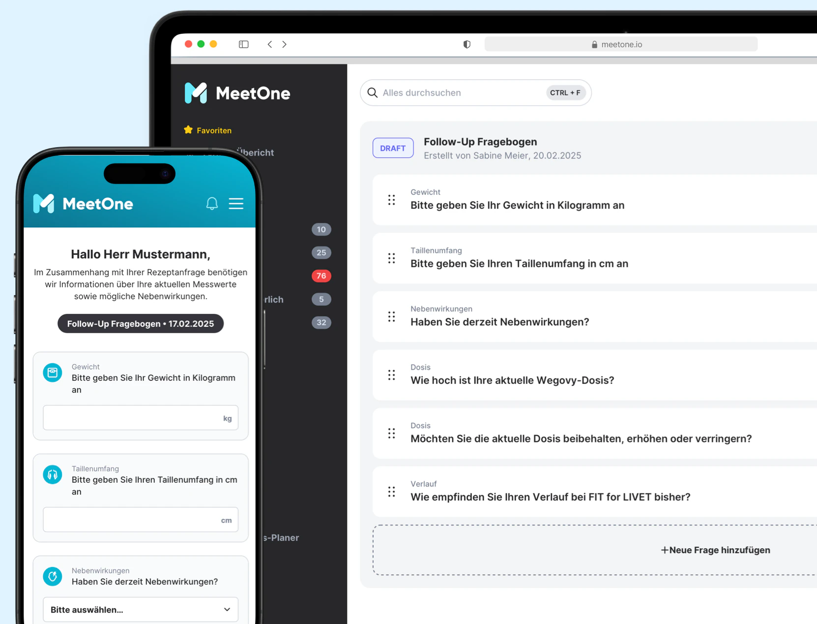 MeetOne Applikation auf iPad und iPhone